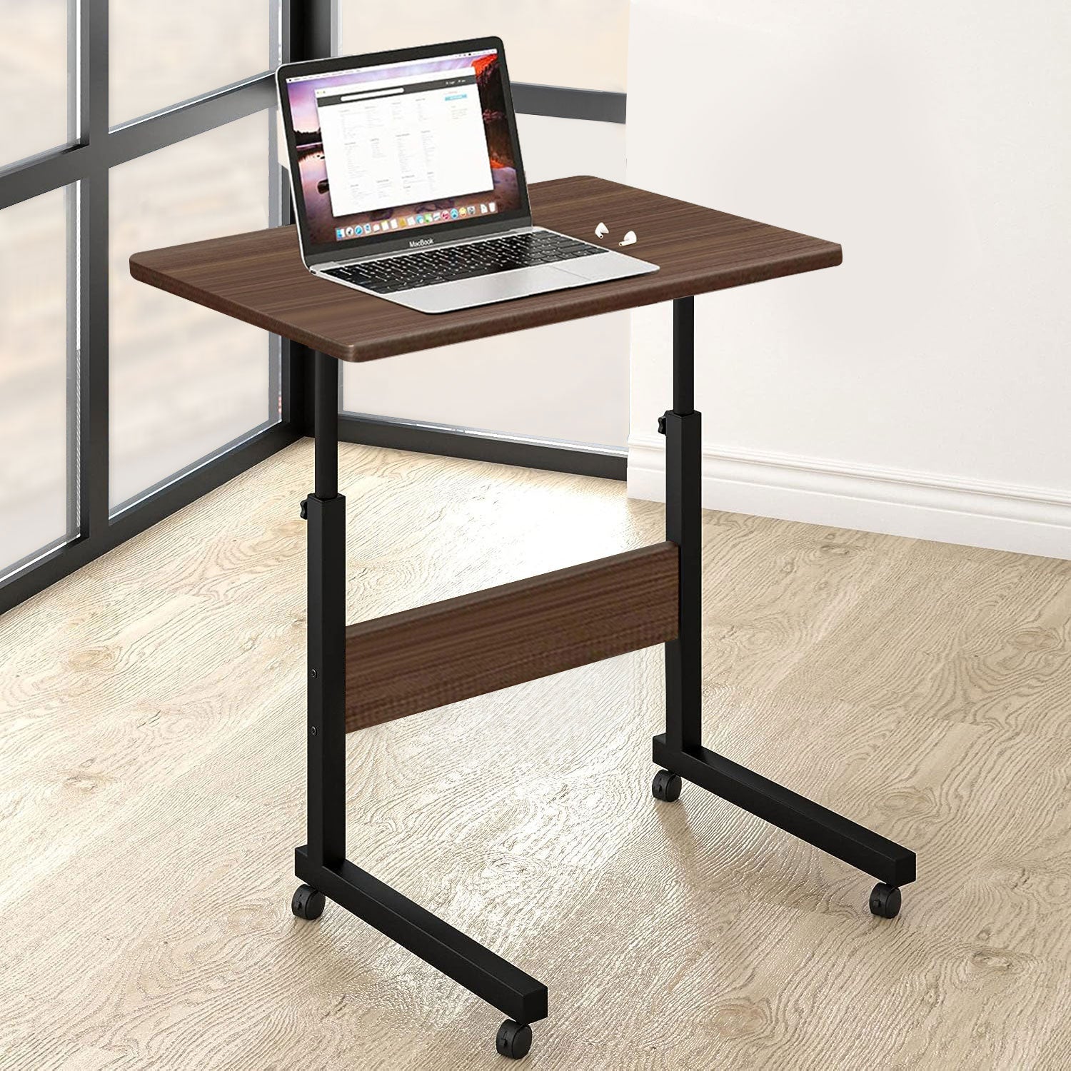 Laptop Desk Adjustable Desk Standing Desk Home Office Desks for Small Spaces Portable Desk Table for Bedrooms, Study Desk Mobile Rolling Computer Work Desk on Wheels