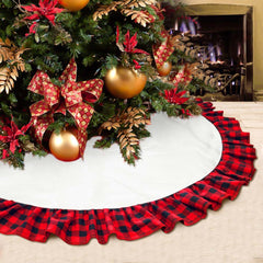 HadinEEon Christmas Tree Skirt, 48 inch, Jute Indoor Christmas Tree Mat for Xmas Decoration (Red & White)