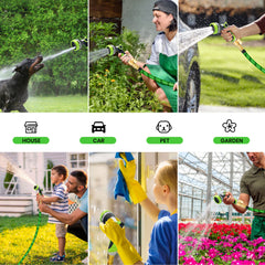 GVDV Garden Hose, 3/4" x 75ft Water Hose with 10 Function Spray Nozzle, Leakproof, Light Weight, 375Psi