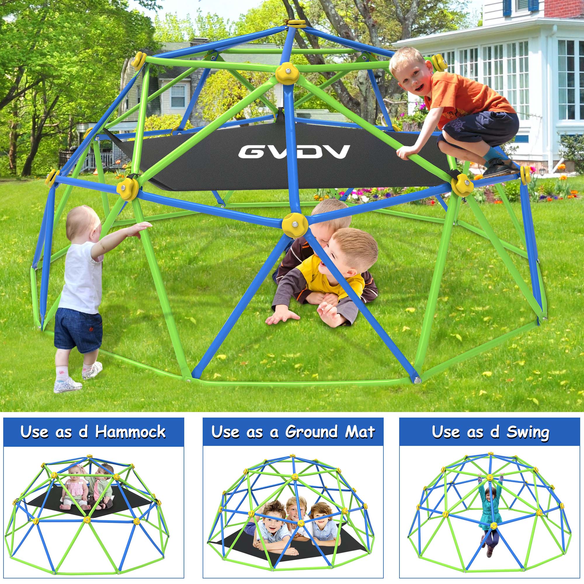 GVDV 10 FT Dome Climber Jungle Gym for Kids - Outdoor Rust-Resistant Play Equipment, Easy Assembly, Supports 1000 lbs