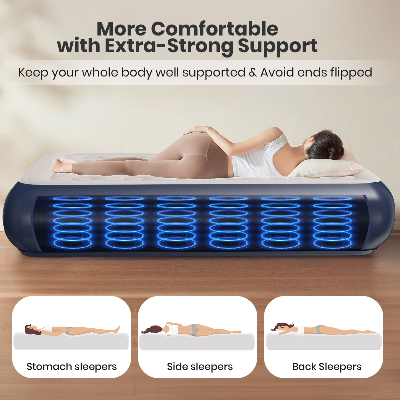 GVDV 16" Twin Air Mattress with Built-in Pump, Raised Inflatable Bed for Home & Guests, Quiet Surface Blow-up Mattress, Portable Air Bed, Colchón Inflable, Supports up to 560 lbs