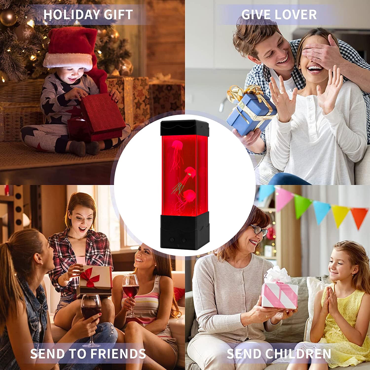 Multi-Color Lava Lamp, USB Powered Night Lights with 3 Fish,Office Room Desktop Decoration, Gifts for Christmas Birthdays Holidays, Gifts for Adults Kids