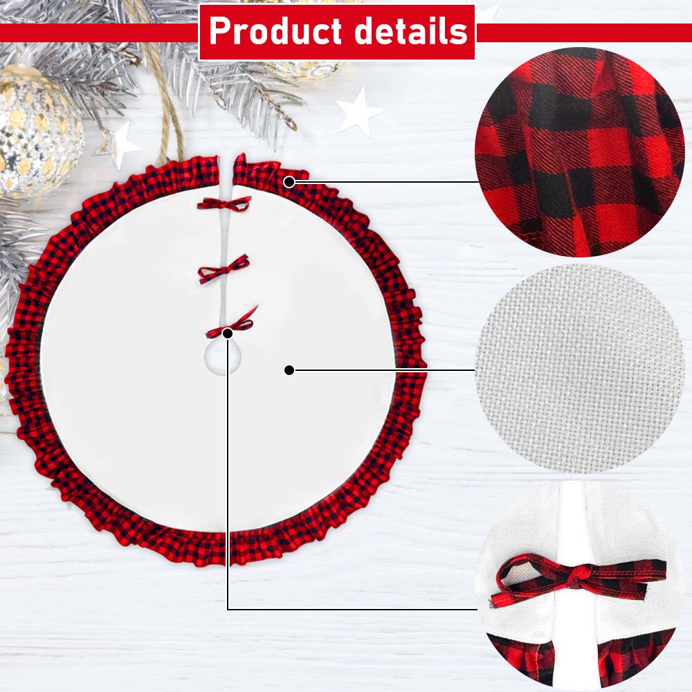 HadinEEon Christmas Tree Skirt, 48 inch, Jute Indoor Christmas Tree Mat for Xmas Decoration (Red & White)