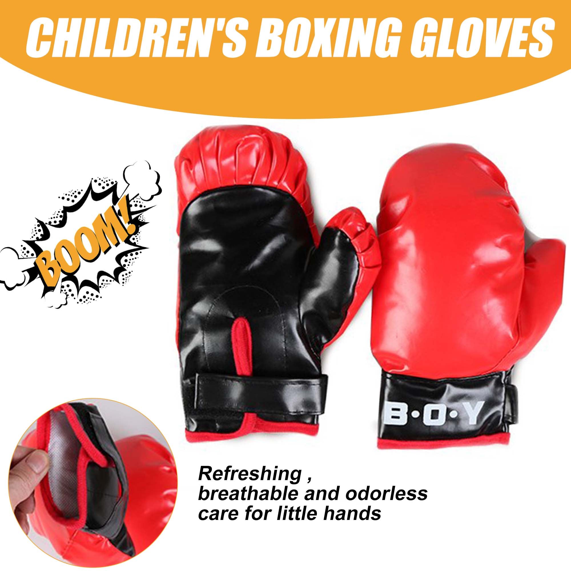 Punching Bag for Kids, 42 Inch Kids Boxing Set with Stand & Boxing Gloves, Height Adjustable Boxing Bag Sport Toy for Boys and Girls Aged 3-10 Years Old, Black & Red