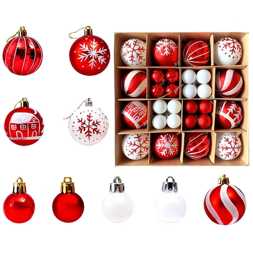 Christmas Ball, 42 pcs Christmas Ball Ornaments Set, Christmas Tree Decorations, Hanging Christmas Baubles Balls Ornaments Set