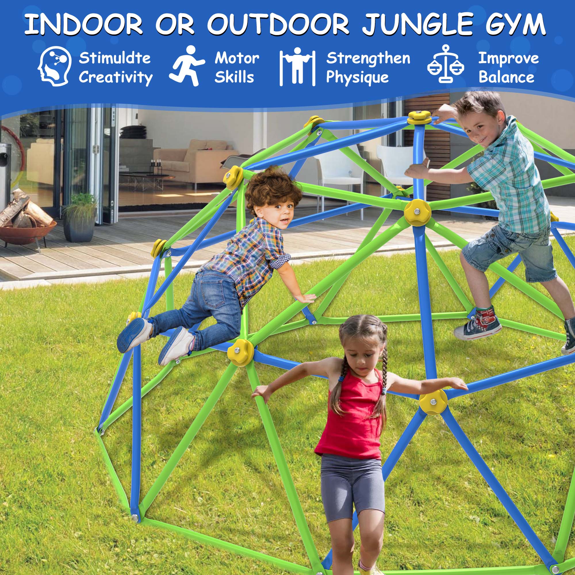 GVDV 10 FT Dome Climber Jungle Gym for Kids - Outdoor Rust-Resistant Play Equipment, Easy Assembly, Supports 1000 lbs