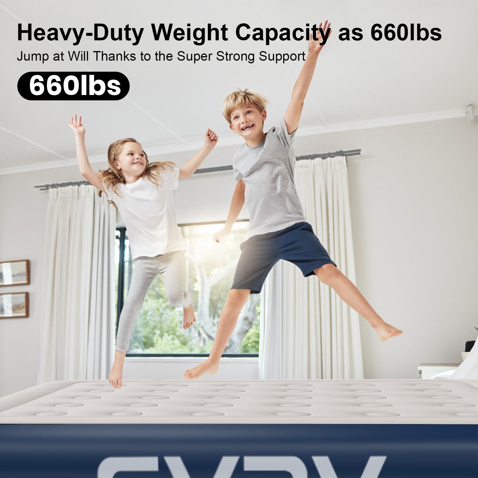 GVDV 13" Queen Air Mattress with Built-in Pump, Raised Inflatable Bed for Home & Guests, Quiet Surface Blow-up Mattress, Portable Air Bed, Colchón Inflable, Supports up to 660 lbs