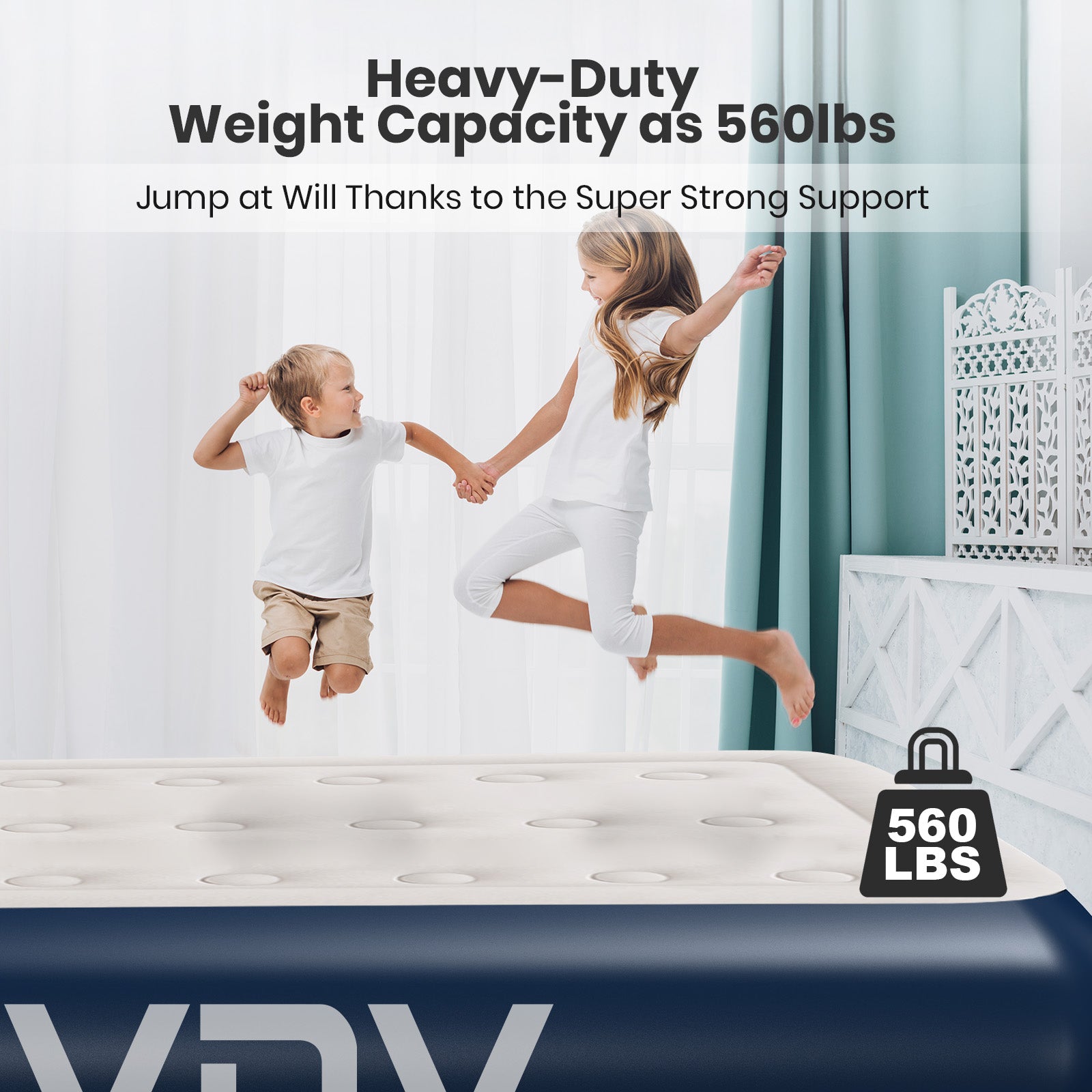 GVDV 16" Twin Air Mattress with Built-in Pump, Raised Inflatable Bed for Home & Guests, Quiet Surface Blow-up Mattress, Portable Air Bed, Colchón Inflable, Supports up to 560 lbs