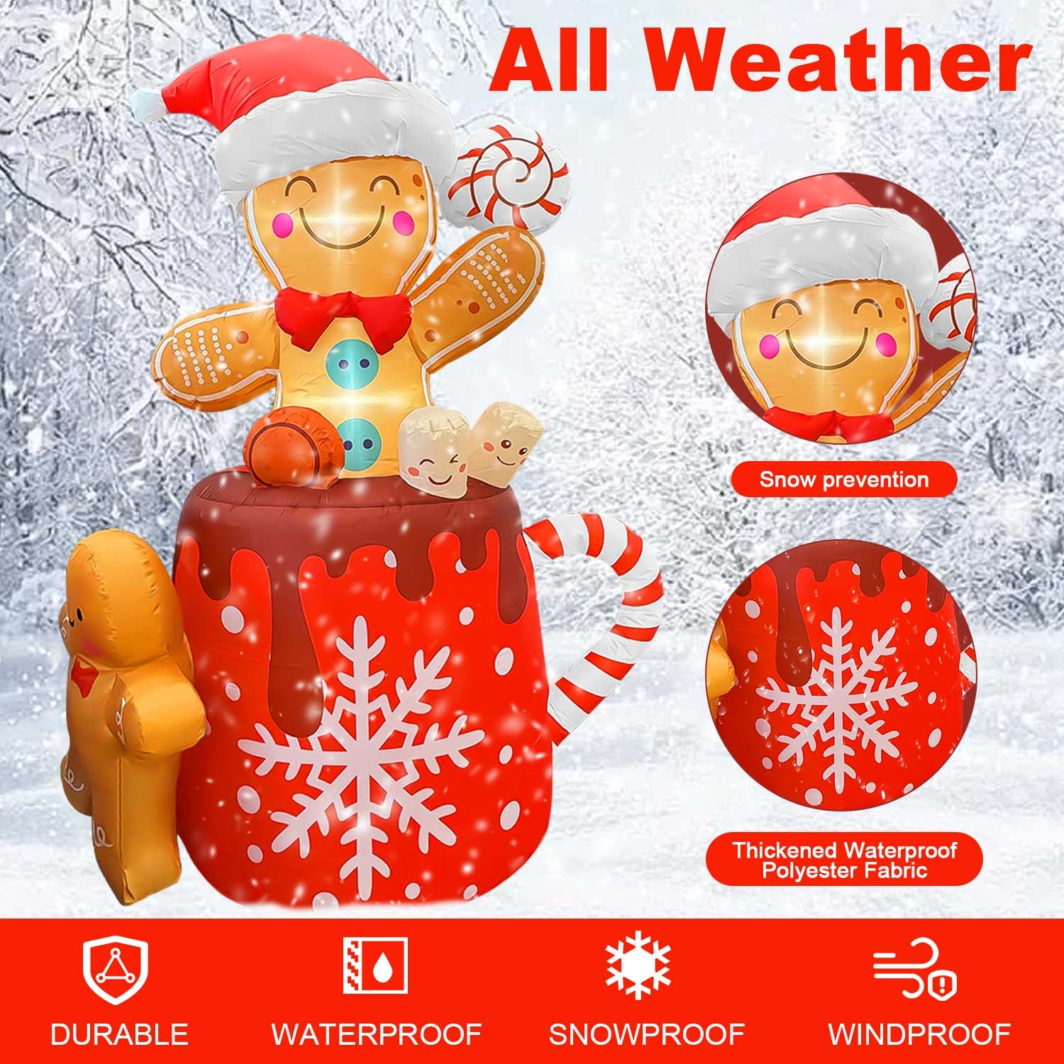 GVDV 6 ft Christmas Inflatables Outdoor Decorations, Christmas Blow up Yard Decorations Gingerbread Man for Garden Lawn Xmas Decor