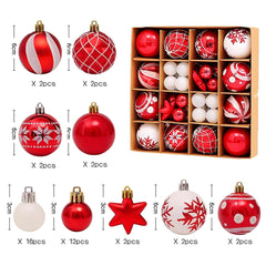 Christmas Ball, 42 pcs Christmas Ball Ornaments Set, Christmas Tree Decorations, Hanging Christmas Baubles Balls Ornaments Set