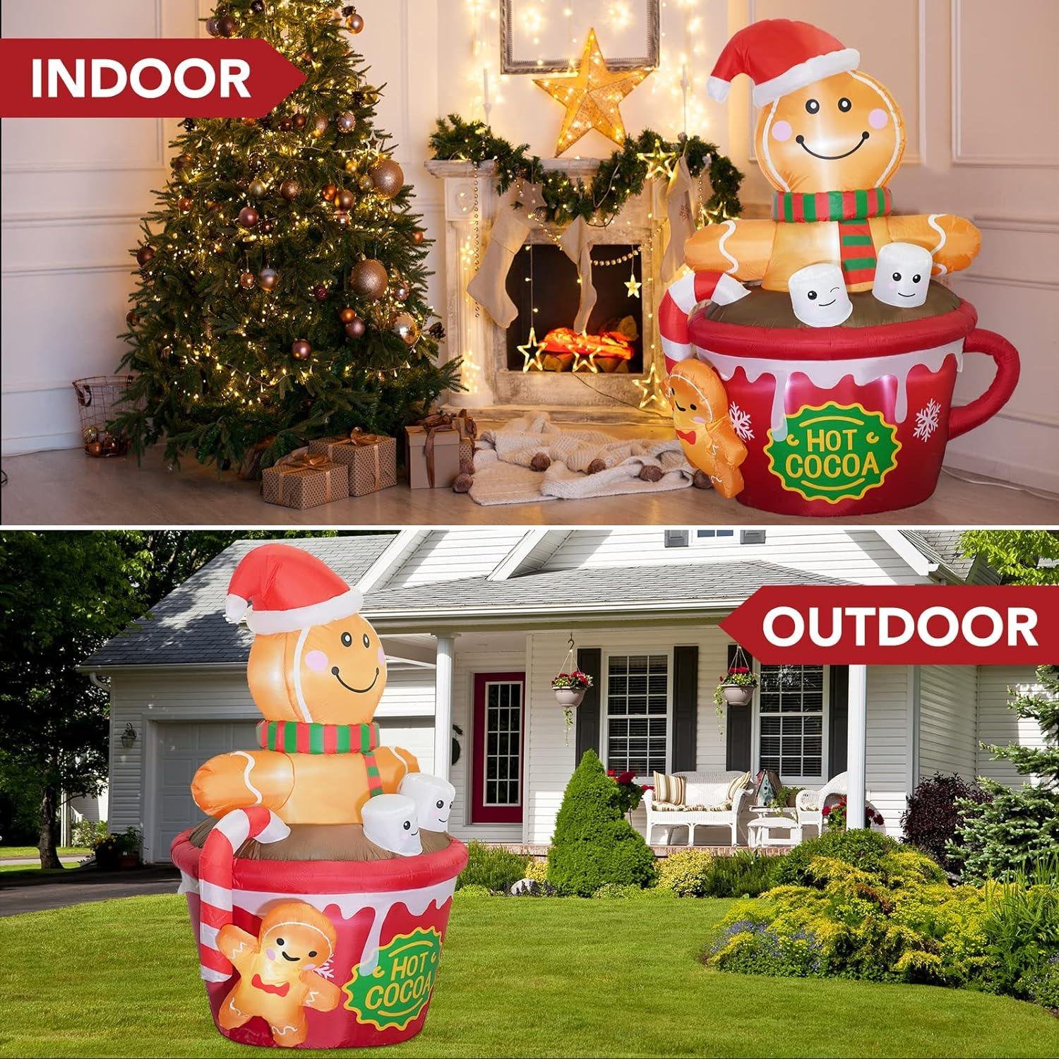 6 ft Christmas Inflatables Outdoor Decorations, Christmas Blow Up Yard Decorations Gingerbread Man for Garden Lawn Xmas Decor