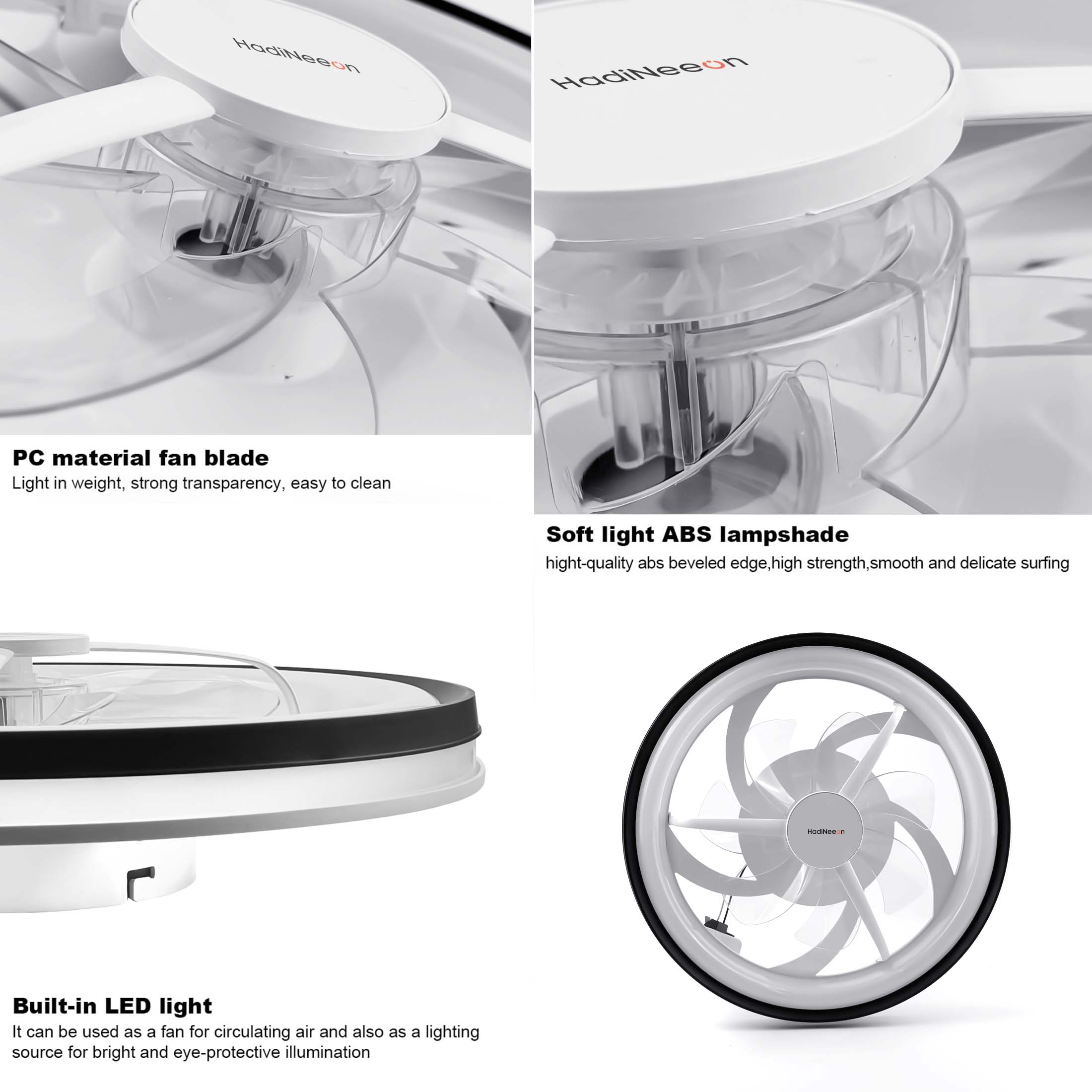18" Modern Ceiling Fan with Lights, Remote & App Control - Dimmable, Low Profile Design, Stepless Color Temperature Change, 6 Speeds - White