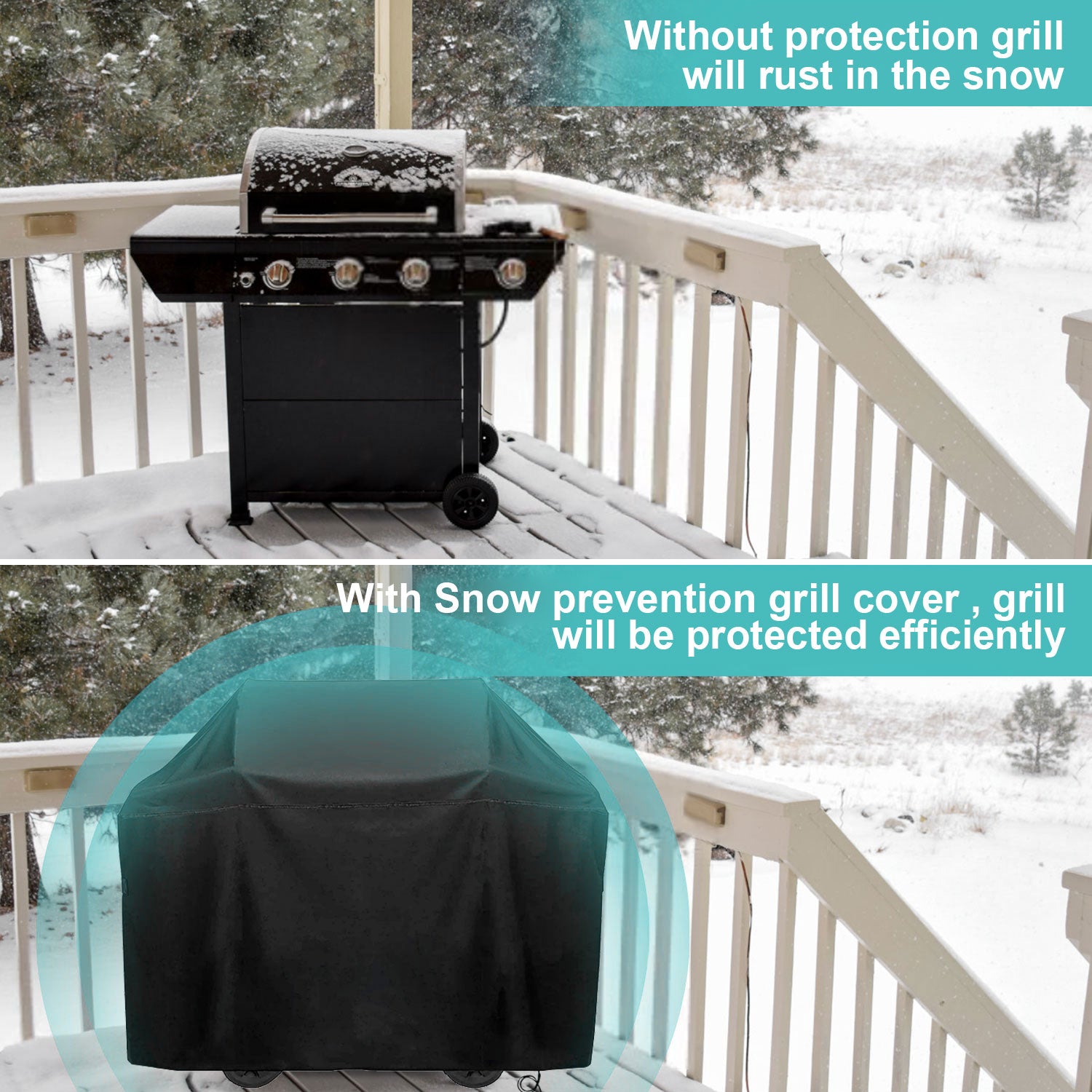 58 inch BBQ Gas Grill Cover, Waterproof, Rip-Proof, Weather & UV Resistant