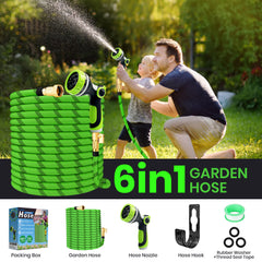 GVDV Garden Hose, 3/4" x 75ft Water Hose with 10 Function Spray Nozzle, Leakproof, Light Weight, 375Psi