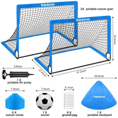 2 Pack 4' x 3' Portable Soccer Goals, Pop Up Soccer Goals for Backyard Training for Kids and Teens, Blue