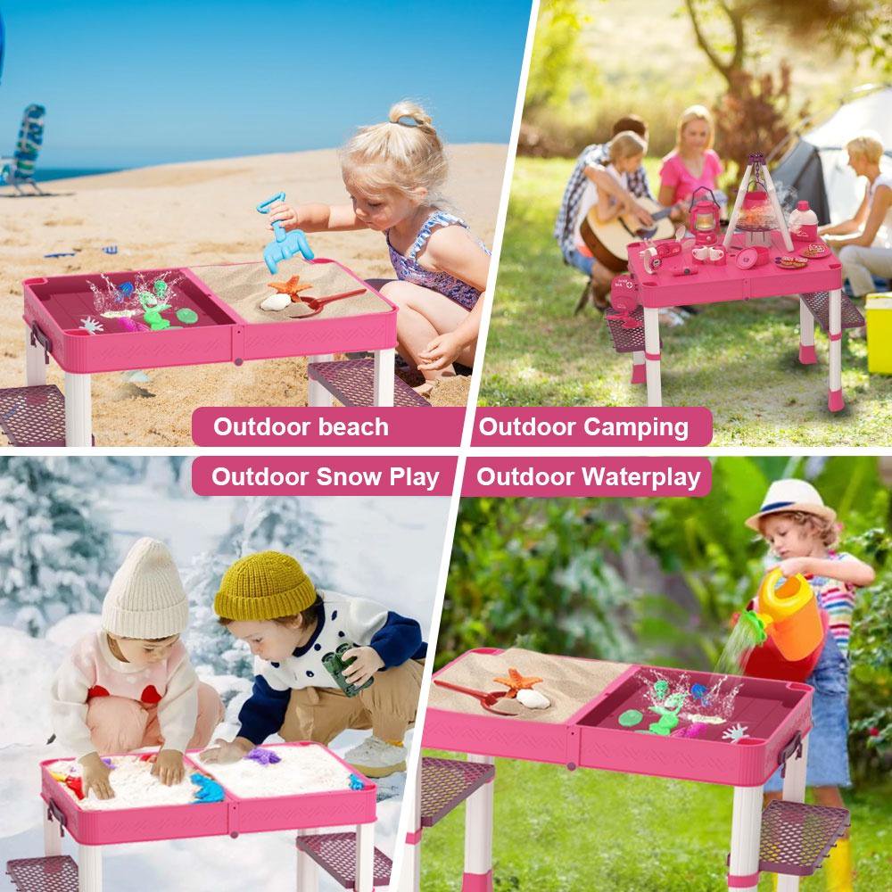 Kids Camping toy, Outdoor Play Table Set,Beach Toys Activity Sensory Play Table,Camping Backyard Beach Water Play Toys for Toddlers Boy Girl Gift