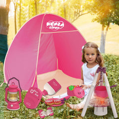 Kid Odyssey Kids Camping Set with Tent - Toddler Toys for Girls with Campfire, Camping Toys for Kids Indoor Outdoor Pretend Play, Gift Idea for Boys Girls Age 3,4,5,6 Year Old Birthday (Pink)