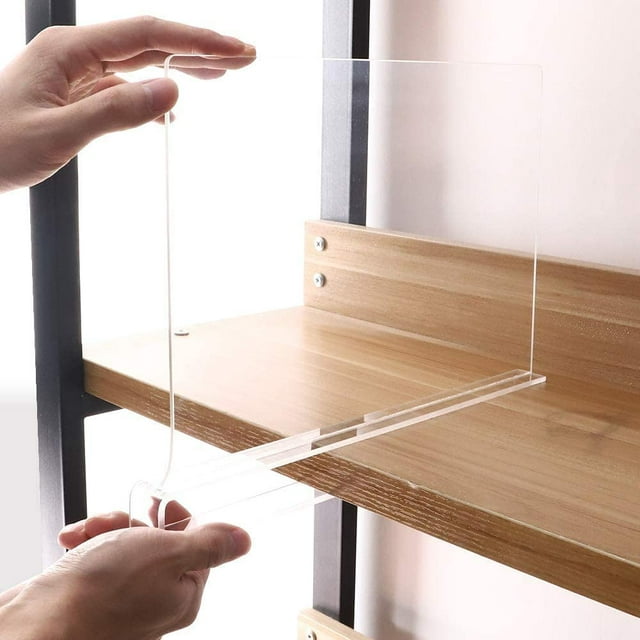 NBW Clear Acrylic Shelf Dividers, Closet Vertical Organizer for Kitchen Cabinets, Bookshelves, Pack of 2