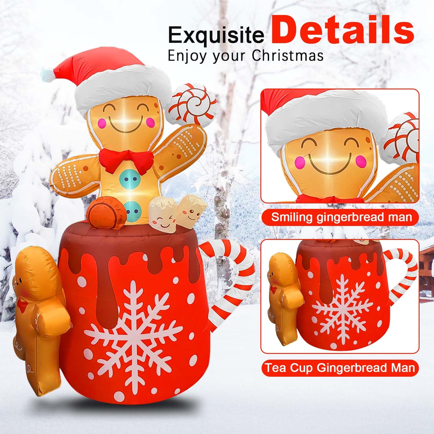 GVDV 6 ft Christmas Inflatables Outdoor Decorations, Christmas Blow up Yard Decorations Gingerbread Man for Garden Lawn Xmas Decor