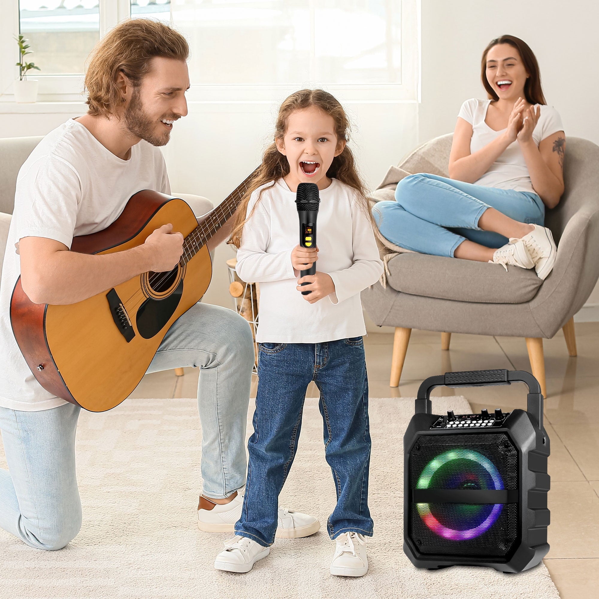 Seenda Karaoke Machine for Adult and Kids, Stand Alone Karaoke with 2 Wireless Mic