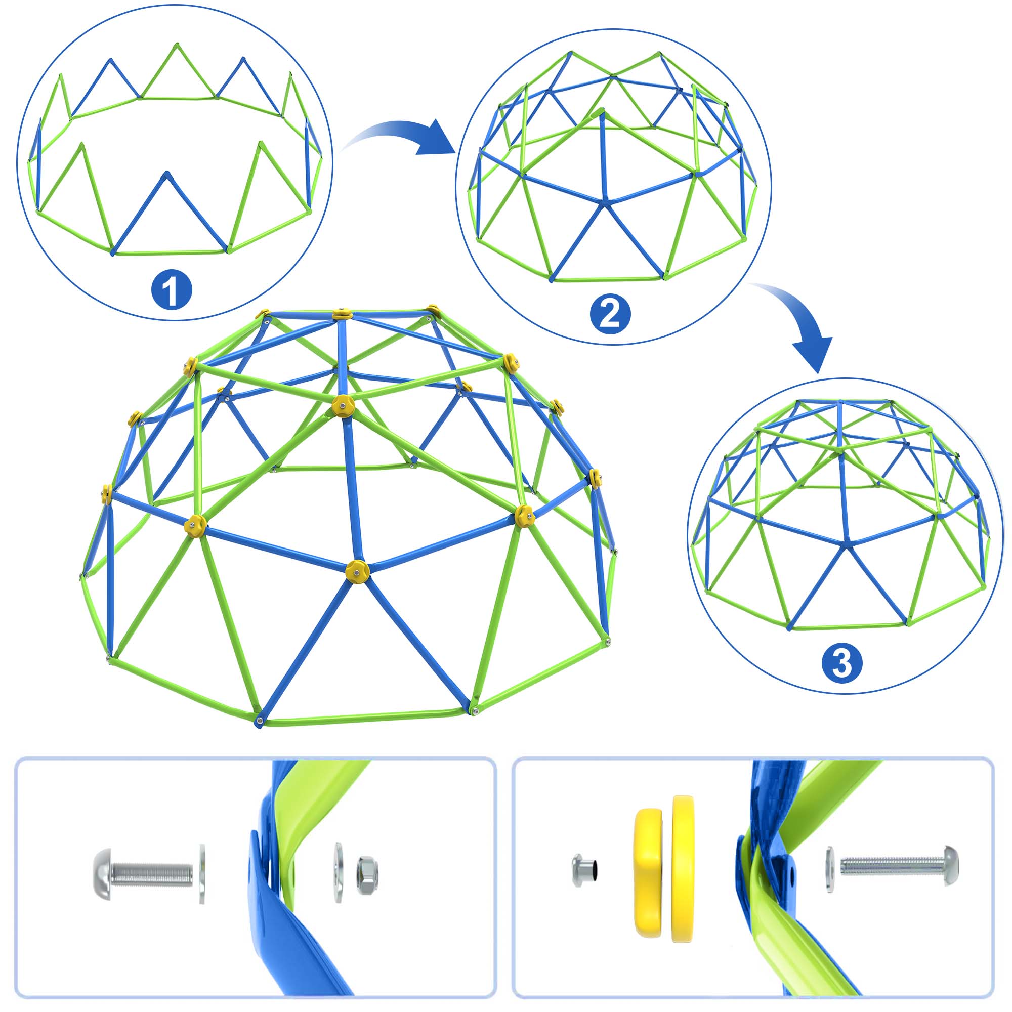 GVDV 10 FT Dome Climber Jungle Gym for Kids - Outdoor Rust-Resistant Play Equipment, Easy Assembly, Supports 1000 lbs