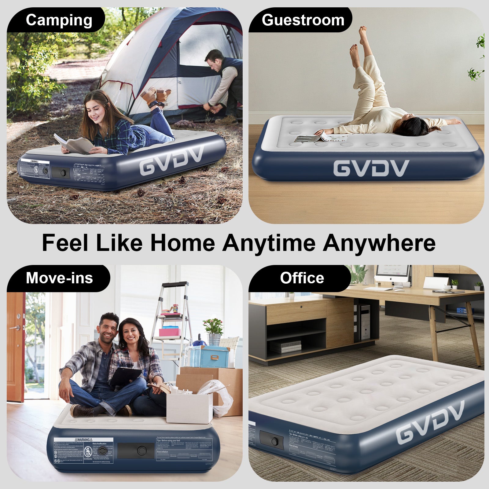 GVDV 13" Twin Air Mattress with Built-in Pump, Raised Inflatable Bed for Home & Guests, Quiet Surface Blow-up Mattress, Portable Air Bed, Colchón Inflable, Supports up to 560 lbs