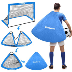 2 Pack 4' x 3' Portable Soccer Goals, Pop Up Soccer Goals for Backyard Training for Kids and Teens, Blue