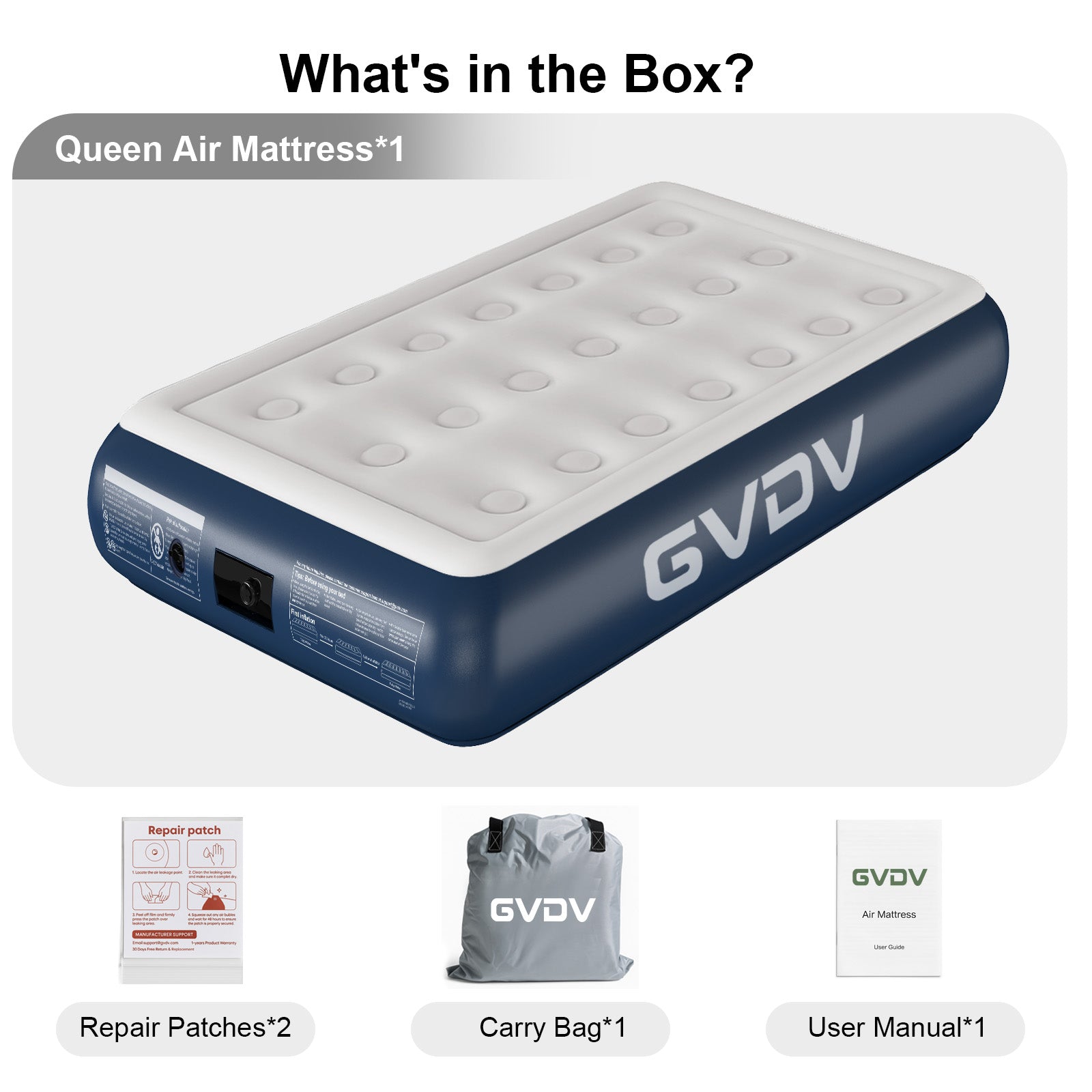 GVDV 16" Twin Air Mattress with Built-in Pump, Raised Inflatable Bed for Home & Guests, Quiet Surface Blow-up Mattress, Portable Air Bed, Colchón Inflable, Supports up to 560 lbs