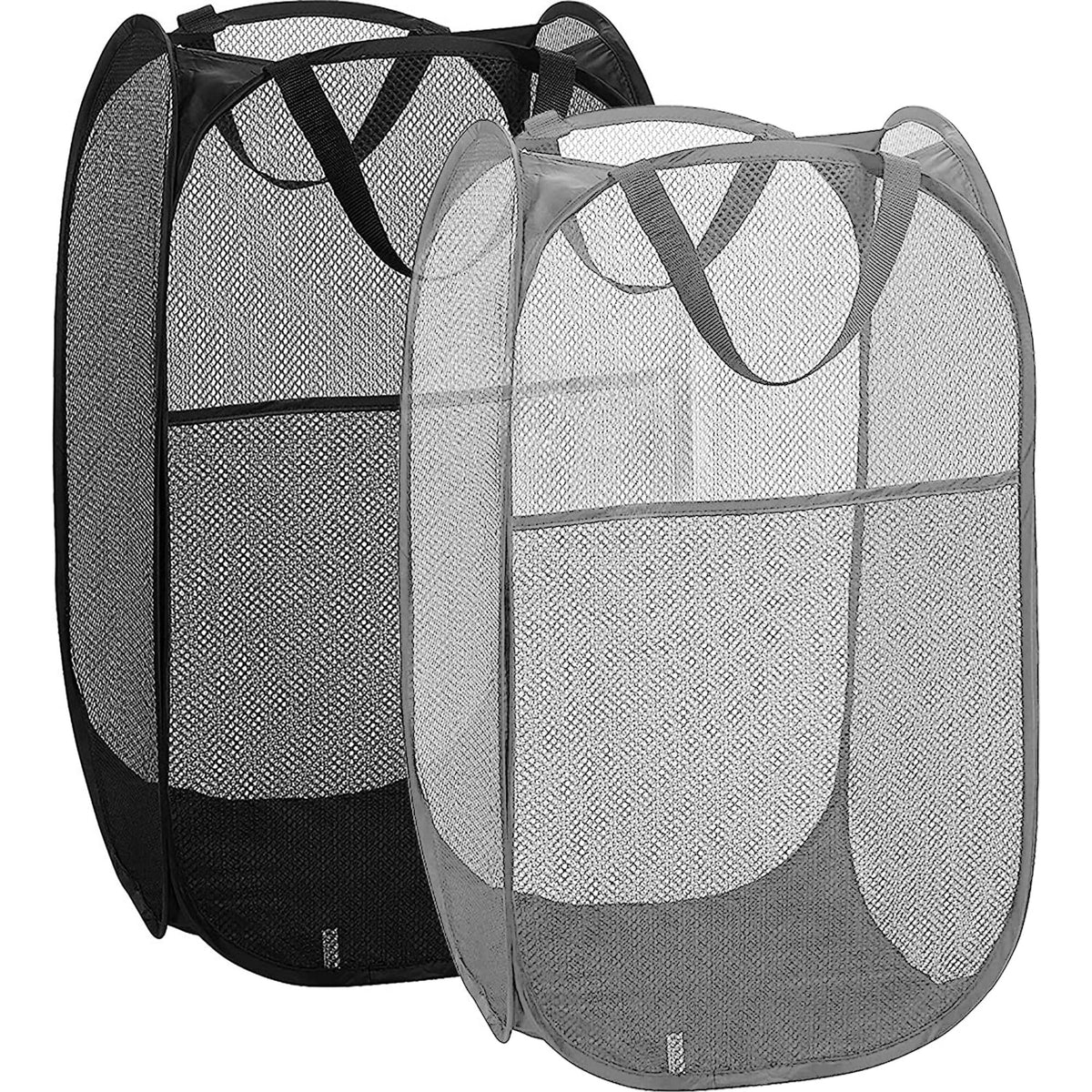 Pop up Spiral Laundry Hamper,2-Pack Laundry Basket for Washing &reg; Durable Clothing Storage for Kids Room,Students College Dorm,Home,Travel & Camping,Black and Grey