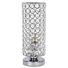 Crystal Table Lamp, HadinEEon Modern Nightstand Lamp with 3 Color Temperatures and Base, Silver