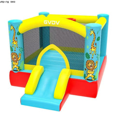 GVDV 9FT Inflatable Bounce House with Slide & 350W Blower, Jumping Castle Bouncer for 3 Kids, Indoor and Outdoor Use