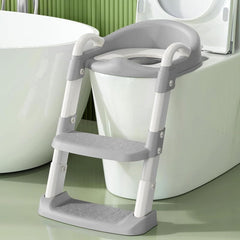 HadinEEon Baby Potty Training Seat, Foldable Potty Toilet Seat with Ladders for Kids Toddlers (Gray)