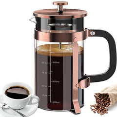 HadinEEon French Press Coffee Maker, 34oz Stainless Steel French Press with 4 Filter, Copper