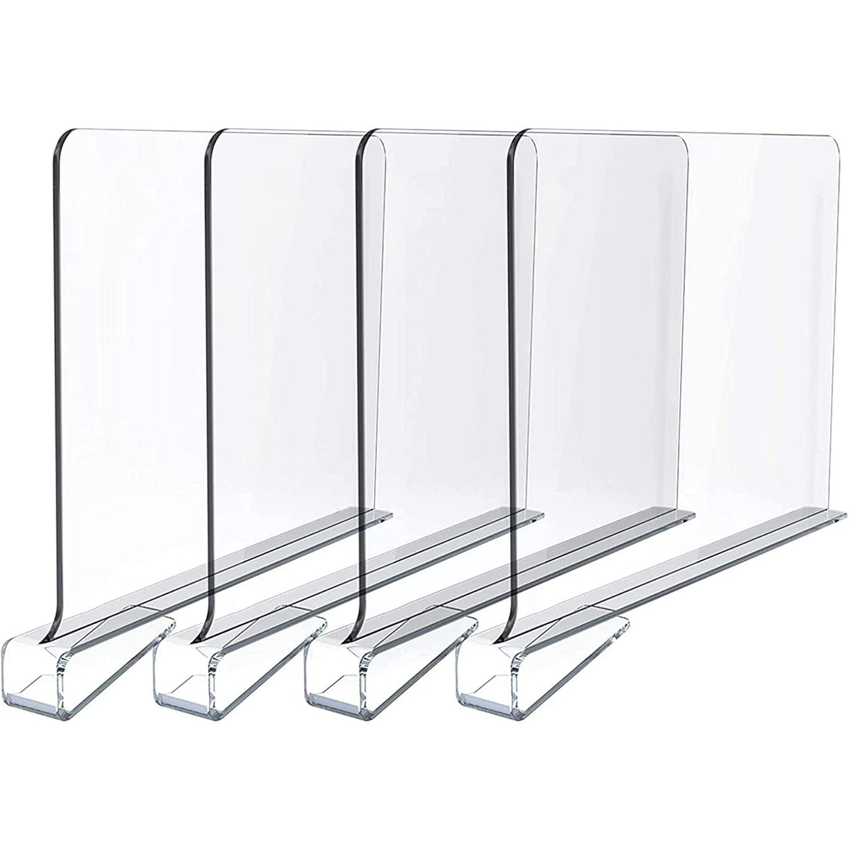 NBW Clear Acrylic Shelf Dividers, Closet Vertical Organizer for Kitchen Cabinets, Bookshelves, Pack of 4