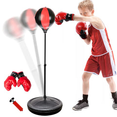 Punching Bag for Kids, 42 Inch Kids Boxing Set with Stand & Boxing Gloves, Height Adjustable Boxing Bag Sport Toy for Boys and Girls Aged 3-10 Years Old, Black & Red