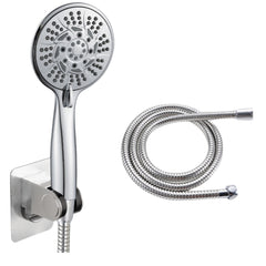 Shower Head,HadinEEon Handheld Shower Head,10-Setting Showerhead with Hose,Bracket,Chrome