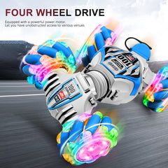 RC Stunt Car, 4WD Remote Control Gesture Sensor Toy Cars, 2.4GHz Double Sided Rotating Off Road Vehicle with Lights Music, for Boys & Girls Birthday