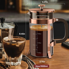 HadinEEon French Press Coffee Maker, 34oz Stainless Steel French Press with 4 Filter, Copper