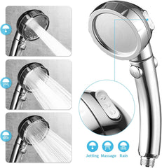 HadinEEon High Pressure Handheld Shower Head, 3-Setting Spray, on-off Switch, with 60"Hose, Bracket, Chrome