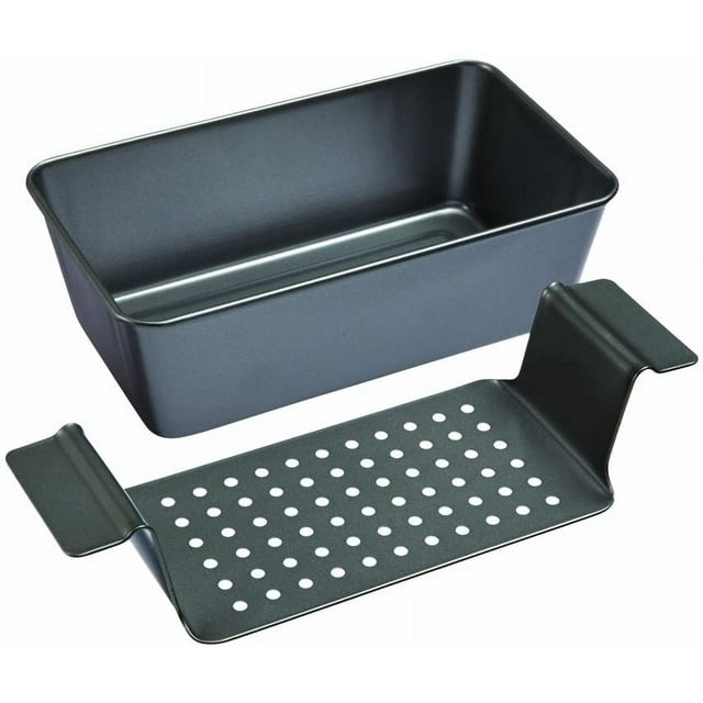 2-in-1 Large Nonstick Meat Loaf Pan with Drain Drip Tray - 10" * 5.7", Healthy Coating (Carbon Steel Gray)