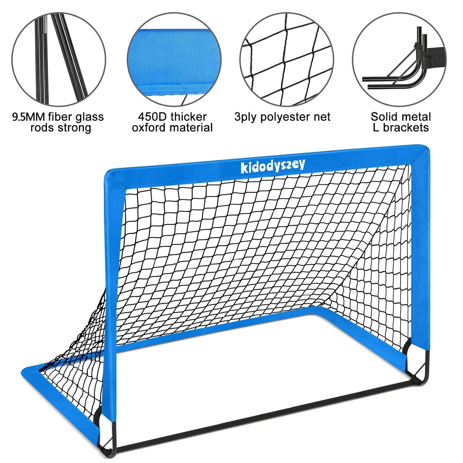 2 Pack 4' x 3' Portable Soccer Goals, Pop Up Soccer Goals for Backyard Training for Kids and Teens, Blue