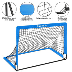 2 Pack 4' x 3' Portable Soccer Goals, Pop Up Soccer Goals for Backyard Training for Kids and Teens, Blue