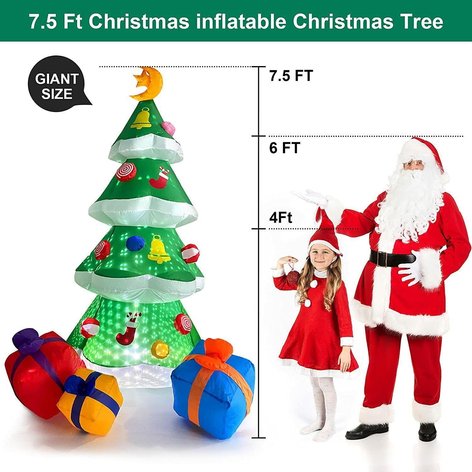 Outdoor Christmas Decorations, 7ft Inflatable Christmas Tree, Blow up Inflatable Tree for Christmas Party Indoor, Outdoor, Lawn Décor