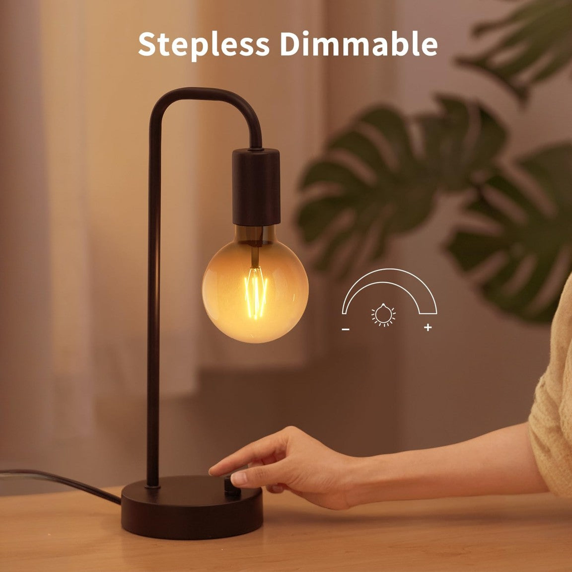 Table Lamp, Fully Dimmable 2700K Warm Light for Bedroom, Kids' Reading, Living Room, Office (Includes G80 Bulb)