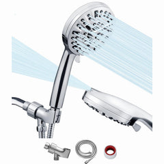 HadinEEon 10-Spray Mode High Pressure Shower Head, Built-in Power Wash, Chrome