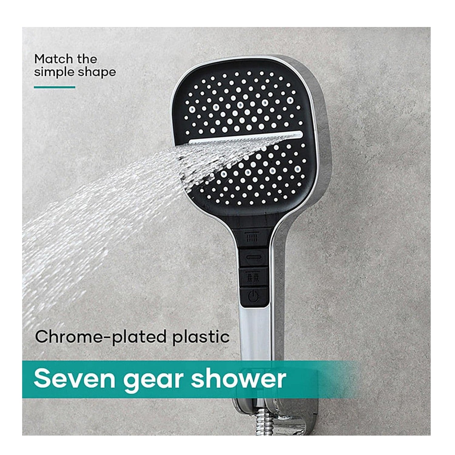 Hand Held Shower Head, HadinEEon 7-Setting High Pressure Showerhead, 60" Hose, Wall Bracket, Chrome